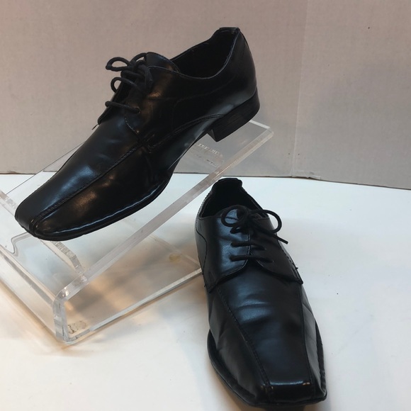 Hugo Vitelli Black SquareToe Lace-up Shoes Size 7 - Picture 2 of 8